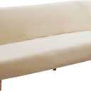 Futon Slipcover Velvet Stretch Armless Sofa Cover Elastic Washable Couch Sofa Furniture Protector for Folding Futon Moving Sofa Bed Without Armrests (Velvet Beige)