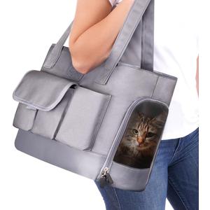 Dog Carrier, Cat Carrier, Pet Carrier, Foldable Waterproof Premium Oxford Cloth Dog Purse, Portable Bag Carrier for Small to Medium Cat and Small DogGrey