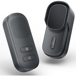 Hands Free Wireless Intercom Doorbell for Home Classroom, Wuloo Two-Way Communicator Doorbell Chime with 1/2 Mile Distance 4 Volume Levels 10 Chimes Battery-Operated with Mute Mode1&1, Gray)
