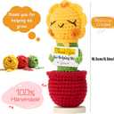 4 x Teacher Appreciation Gift  Crochet Sunflower Plush with Thank You for Helping Me Grow, Handmade Flower Desk Decor, End of Year Graduation Birthday for Teachers, Colleagues, Women