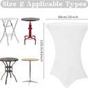 HAISIWLKJ 8 Pack Cocktail Table Covers 32x43 Inch Fitted Stretch Spandex Square Corners White Table Cover High Top Cocktail Round Tablecloth for Party, Wedding, Birthday, Banquet (White)