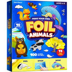 Dan&Darci Foil Art Kit for Kids - Arts and Crafts for Kid Fun Kits Projects Activities - Girls Birthday Gift - Craft Age 4-8 Years