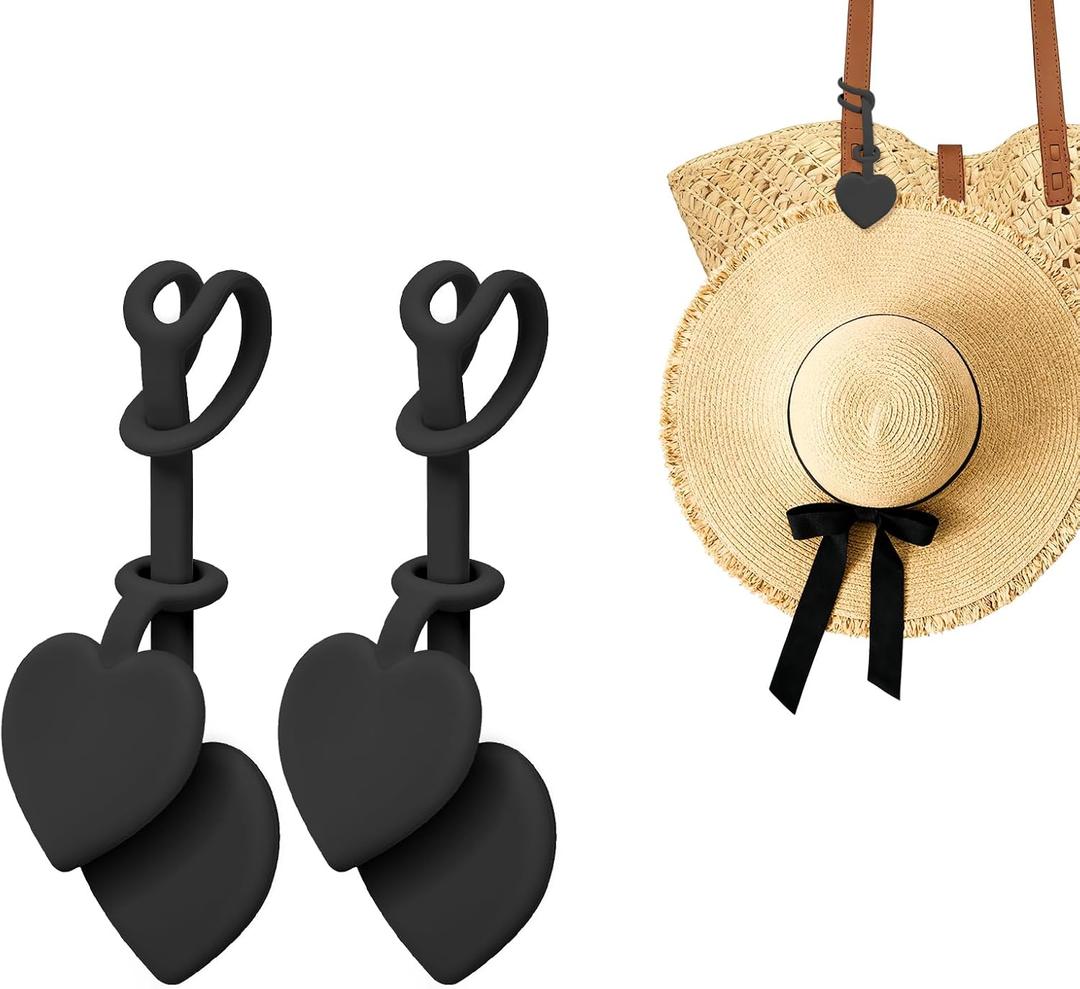 2 Pcs Magnetic Hat Clips for Travel on Bag, Strong Magnetic Hat Holder & Clip, Secure Hats Holder for Travel on Caps & Beach Hats, Vacation Essentials Accessories (2, Black)