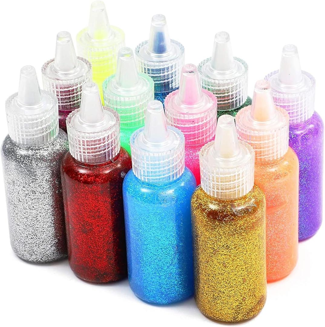Bright Creations Glitter Glue for Crafts & Glue Pens - Easy-Squeeze Washable Bottles Bulk Multipack Craft Glitter - Pack of 12, 20 ml, Neon Metallic Colors