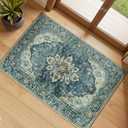 RELEANY Area Rugs 2'x3' Kitchen Rugs Entry Rug Small Rugs for Entryway Kitchen Bathroom Door Mat Indoor Entrance,Washable Non Slip, Dark Blue Vintage