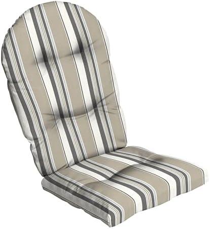 Arden earthFIBER Plush Modern Tufted Rocking Chair Cushion, 21.5 x 19, Rain-Proof, Fade Resistant, Tufted Cushions for Rocking and Adirondack Chairs Taupe Grey Boardwalk Stripe