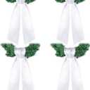 VitalCozy 4 Pcs Wreath Sash for Front Door Blank Wreath Sash Accessories Embroidery Plain Blanks for Embroidery Monogram Party Farmhouse Indoor Outdoor Wedding Decor (4.49" X 56.30",White)