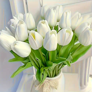 6 Pcs Tulips Artificial Flowers for Outdoors, Fake Plants Faux Plastic Silk Floral Arrangement for Home Indoor Outside Table Vase Garden Spring Decor 