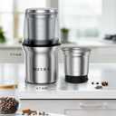 Secura Electric Coffee Grinder and Spice Grinder with Stainless Steel Blades, 1 Removable Bowl, Stainless