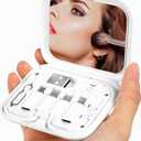 evron USB Adapter Multi Charging Cable Case 2pc Set, Micro USB Cable Gadgets Box with Phone Kickstand, USB C to Micro USB, Type C to iOS Device,Data Transfer,SIM Card Pin (White(Disc+Mirror))