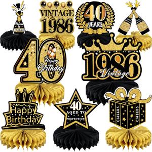 4 x 9 Pcs 40th Birthday Decoration for Men Women Table Honeycomb Forty Decor