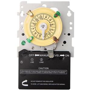 T101M Mechanical Timer Switch (Mechanism Only) - 120V 2HP 40A SPST Pool Pump Timers, 12 ON/Off 24 Hour Wall Timer Switches with Tripper for Lights, Water Heater, Pool Pump Systems