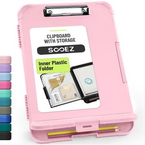 Sooez Reinforced Clipboard with Storage, Inner Plastic Folder Attached, Heavy Duty Clip Boards 8.5x11 with Pen Holder, High Capacity Nursing Clipboards for Teacher Office Home, Letter / A4 Size