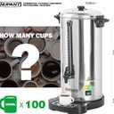 Commercial Coffee Urn 100 Cup/15L Coffee Dispenser with Upgraded Percolator, 304 Stainless Steel Hot Water Urn Beverage Dispenser with Keep Warm Mode, Large Coffee Maker for Catering Party