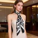 Ciormis 35" Silk Head Scarf for Women, 4 Pcs Satin Hair Scarf Square Silk Bandana Top Neck Scarves Hair Wraps for Sleeping (H1-leopard-set11)