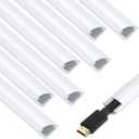 ZhiYo 136in Corner Cable Concealer, Corner Cord Hider for One Cord, Wire Covers for Cords, Paintable Cord Cover, Cable Management Channel, Raceway for Wall, Floor Baseboard, Ceiling - 8 x L17in (White)