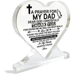 Prayer for My Dad Acrylic Heart Sign, Fathers Day Gifts, Bonus Dad Gift, Father-in-Law Gifts, Prayer Gifts, Birthday Gifts for Dad, Acrylic Heart Decor Sign, Acrylic Heart Gifts, Best Dad Ever Gifts