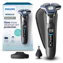 Philips Norelco Shaver 7300, Rechargeable Wet & Dry Electric Shaver with SenseIQ Technology, Pop-up Trimmer, Charging Stand, Click-on Nose Trimmer, & Travel Case, S7887/92 (Dark Chrome)