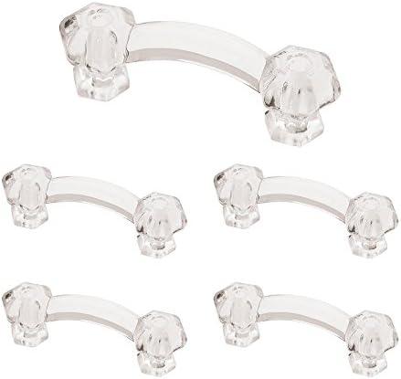 Franklin Brass Victorian (5-Pack) Cabinet Handles 3" Hole Center Clear Kitchen Drawer Pulls Dresser, Furniture Hardware PN0300-CLR-C1