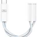VUM USB-C to Dual 3.5mm Headphones Jack Hi-Res Audio Adapter Splitter | 32-bit/384kHz Hi-Res, TRRS HD Mic Input Supported, 1-in 2-Out Hi-Fi Stereo USBC Audio Splitter, OFC Cable with Silver-Plated