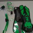 Snorkeling Gear for Adults with Fins Scuba Diving Gear Adult Professional Travel Snorkel Sets with Flippers,Anti-Fog Anti-Leak Diving Mask Green, US Men 4-8.5 | US Lady 6-9.5