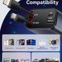 2Pack 4 in 1 Retractable Car Charger, 69W USB C Car Accessories Adapter for iPhone 17 USB C Charger Fast Charging,Truck Accessories,Travel Essentials Gifts for Women Men, for iPhone 16 15 14, Galaxy