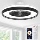 Bladeless Ceiling Fan with Light, 24'' Flush Mount Low Profile Ceiling Fans with Remote & APP Control, 2700-6500K CCT Adjustable, 6 Speeds Dimmable Fan Light for Kids Room, Bedroom, Small Dining Areas