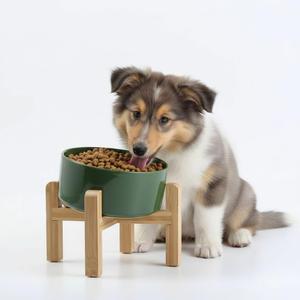 Petygooing Elevated/Raised 15Slanted Ceramic Dog Bowl for Small and Medium Breeds, Tilted Anti Slip Pet Feeding Bowl,Food Water Dish with Stand for Cats and Dogs (28 OZ/3.6 Cups) Rust Green
