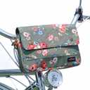 TOURBON Bike Bag Bicycle Handlebar Bag Zipper Closure Pouch Crossbar Front Frame Basket Cycling Saddebag Under Seat Strap-on Rear Rack Pannier (Green with Flower)