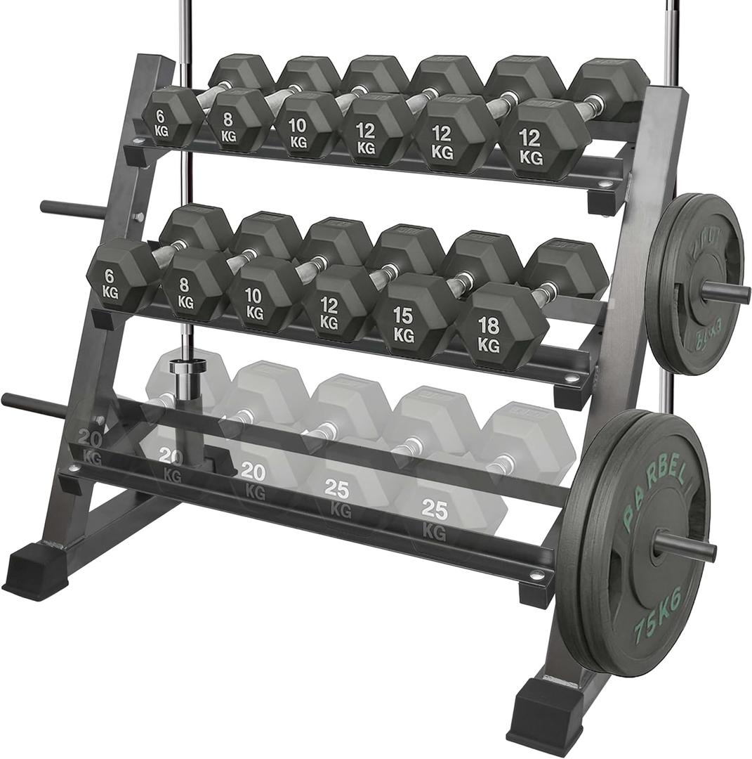 3 Tier Multifunctional Dumbbells Weights Barbells Rack, 1100 lbs Weight Capacity (Rack Only)