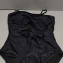Viottiset Women's Bandeau One Piece Swimsuit Strapless Tie High Cut Out Bathing Suit (Medium, Black)