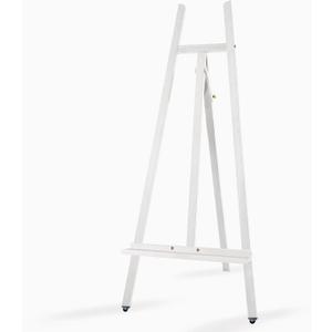 A - Frame Wooden Display Easel - Adjustable Lyre Beechwood Studio Easel Stand Holding Canvas Up to 90", Inclinable Artist Floor Painting Easel for Artwork Painting, White
