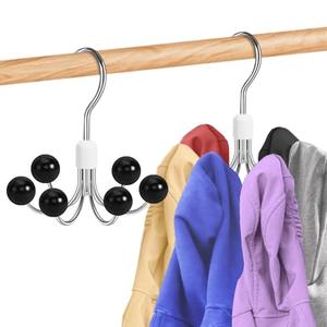 Hoodie Organizers 2-Pack, 6 Balls 360°Swivel Hoodie Hangers for Closet