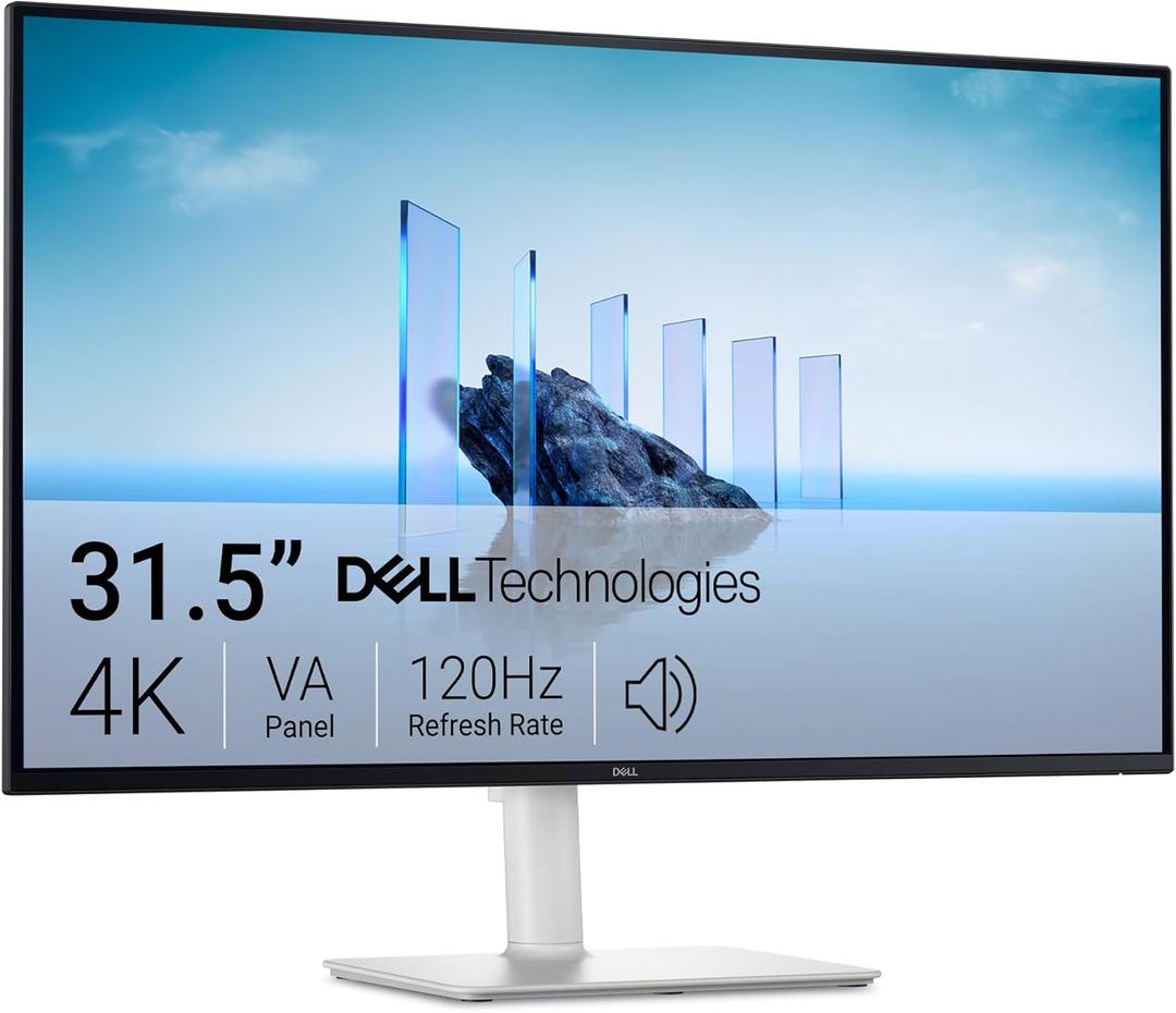 Dell 32 Plus 4K Monitor - S3225QS - 31.5-inch 4K (3840 x 2160) up to 120Hz 16:9 Display, VA Panel, AMD FreeSync Premium, 99% sRGB, 95% DCI-P3, 1500:1 Contrast Ratio, Comfortview - Ash White