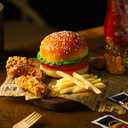 Soulchen 15 Pcs Realistic Fake Food Artificial Hamburgers French Fries Chicken Leg Model Lifelike Chicken Drumstick Set for Display Decoration Fake Food Props Kitchen Party Decoration