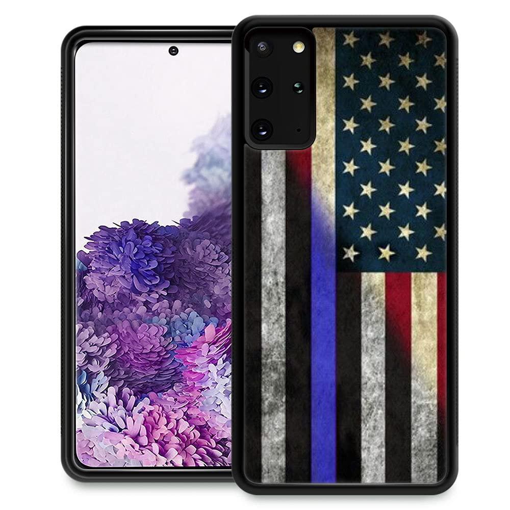 ZHEGAILIAN Case for Samsung Galaxy S20 Plus,Thin Blue Line American Flag S20+ Plus Men Boy,Drop Protection S20 Plus 6.7-inch