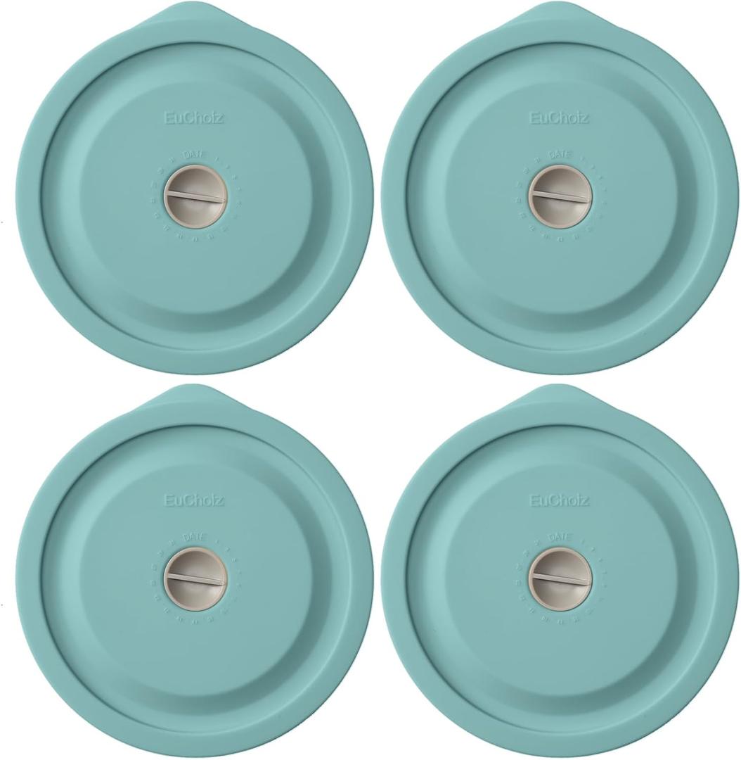 Replacement Lids for Pyrex 7201-PC 4 Cup, Silicone Round Storage Cover Lid for Anchor Hocking Glass Bowl 4 Pack with Date Mark