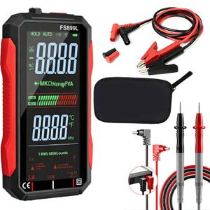 2026 Upgraded FS899L Digital Multimeter, 6000 Counts True RMS Auto-Ranging AC/DC Voltage Tester, NCV Capacitance Meter, USB-C Rechargeable Color Screen with 2 Alligator Clips