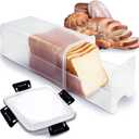 Slide-Out Bread Storage Container with Airtight Lid, Clear Plastic Bread Box with Drawer Tray for Sandwich Loaves, Bagels & Buns, 1355 in BPA-Free Bread Keeper for Counter, Pantry & Freezer