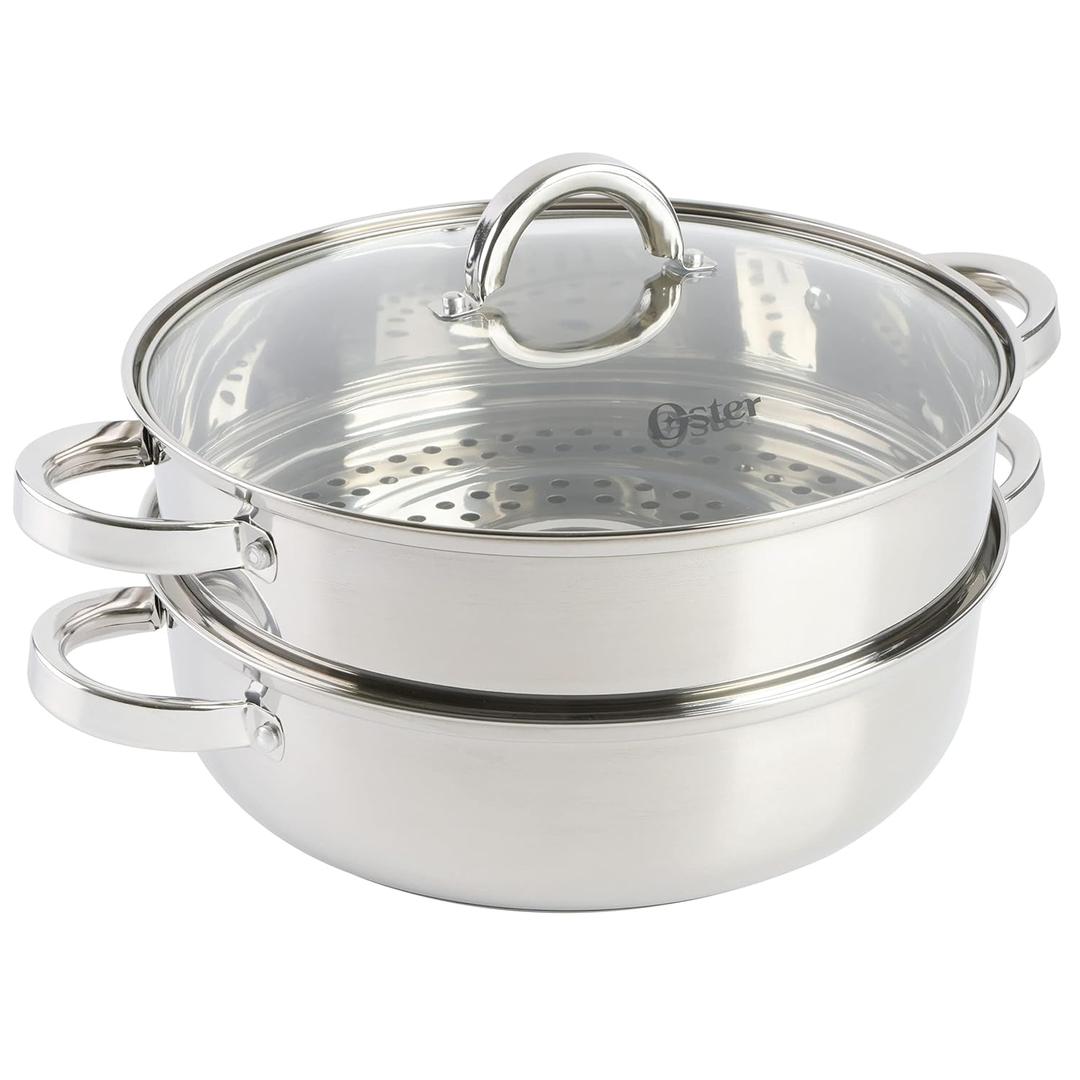 Oster Sangerfield Stainless Steel Cookware, 3.0-Quart Dutch Oven w/Steamer Basket (3-Qt Dutch Oven w/Steamer Basket)