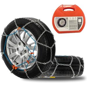 SNOCATENA Snow Chains for Car, SUV, Truck and Pickup, Universal Emergency Tire chains, Tire Width 195 205 215 225 235 245 MM - Set of 2