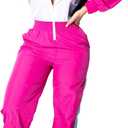 EOSIEDUR Women's Pullover Hoodies Jumpsuit Zipper Jacket Windbreaker Elastic Waistband Pants One Piece Outfits Tracksuit Set (XX-Large, C1# Pink)