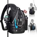 Piscifun Fishing Backpack with Rod Holder, Lightweight Sling Bag Storge Gear and Equipment (Black)
