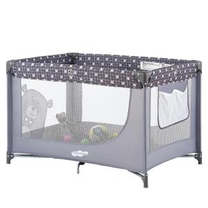Pamo Babe Compact Pack and Play - Portable Crib for Baby, Lightweight Foldable Travel Playard with Mattress Pad & Carry Bag, Safe Breathable Travel Bed for Home, Trips & Family Visits, Cute Pattern