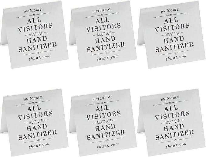 Stockroom Plus Double-Sided Metal Safety Signs, All Visitors Must Wash Hands (5x7 In) - 6 Pack