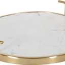 Kate and Laurel Marbury Modern Round Tray, 14 inch Diameter, White Marble and Gold, Contemporary Marble Tray for Storage and Display