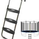 HBTower Trampoline Ladder, 3-Step Trampoline Steps with Horizontal Wide Steps, Skid-Proof Steps Universal Hook, UV Treated Steel, 220Lbs Capacity Trampoline Stairs Accessories for Kids/Children