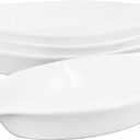 Ceramic Oval Small Au Gratin Baking Dishes 7 oz, Set of 4 Banana Split Bowls, Oven and Microwave Safe, for 1 person servings, Bakeware with Double Handle for Kitchen and Home,8.3 Inch