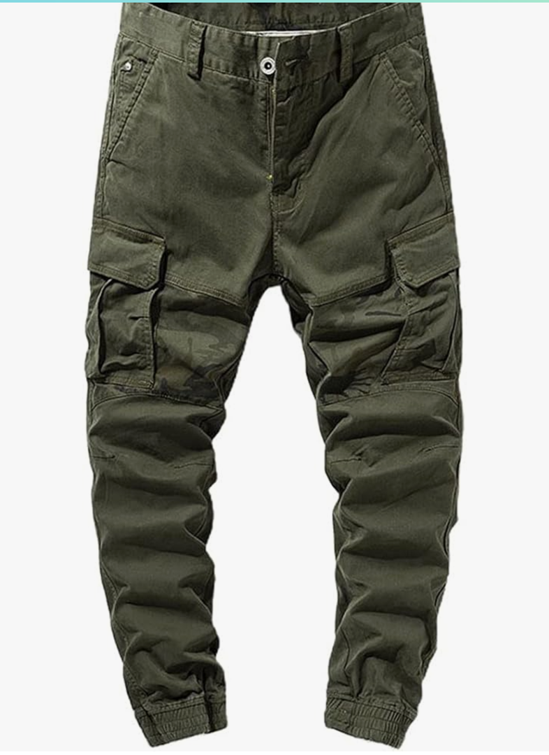 Ebossy Men's Multi Pockets Cargo Pants Button Fly Military Combat Ripstop Jogger Trouser, 30