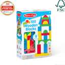 Melissa & Doug Wooden Building Blocks, 100-Piece Set of Sorting & Stacking Toys in 4 Colors and 9 Shapes, Classic Toddler Toys for Girls & Boys Ages 2+ - FSC Certified